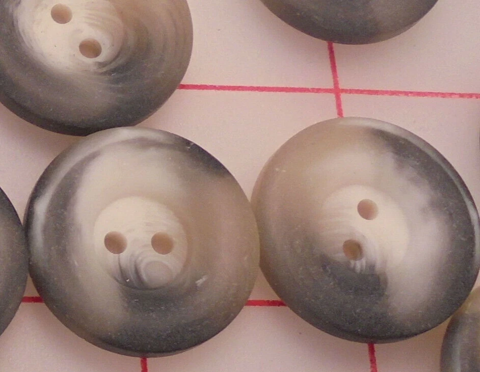 10 Vintage Italian Round 2 Hole Buttons Blended Grey Smoke & Parchment 1"  25mm - Image 3 of 4