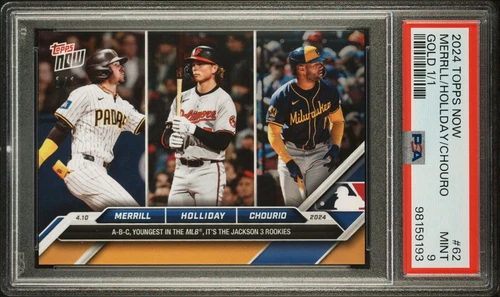 PSA 9 - 2024 Topps Now Gold Parallel #1/1 Jackson Holliday Merrill Chourio