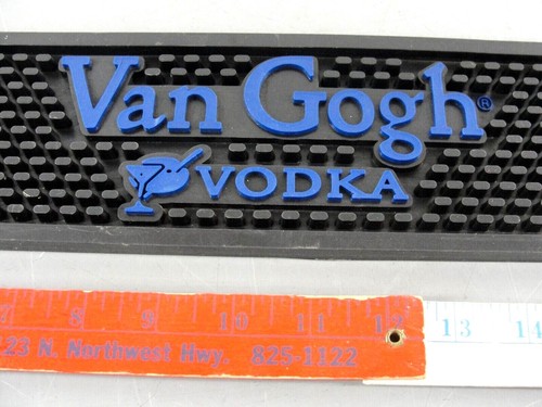 VAN GOGH VODKA PROFESSIONAL BAR SPILL DRIP SERVICE MAT BLACK BLUE RUBBER 20.5"