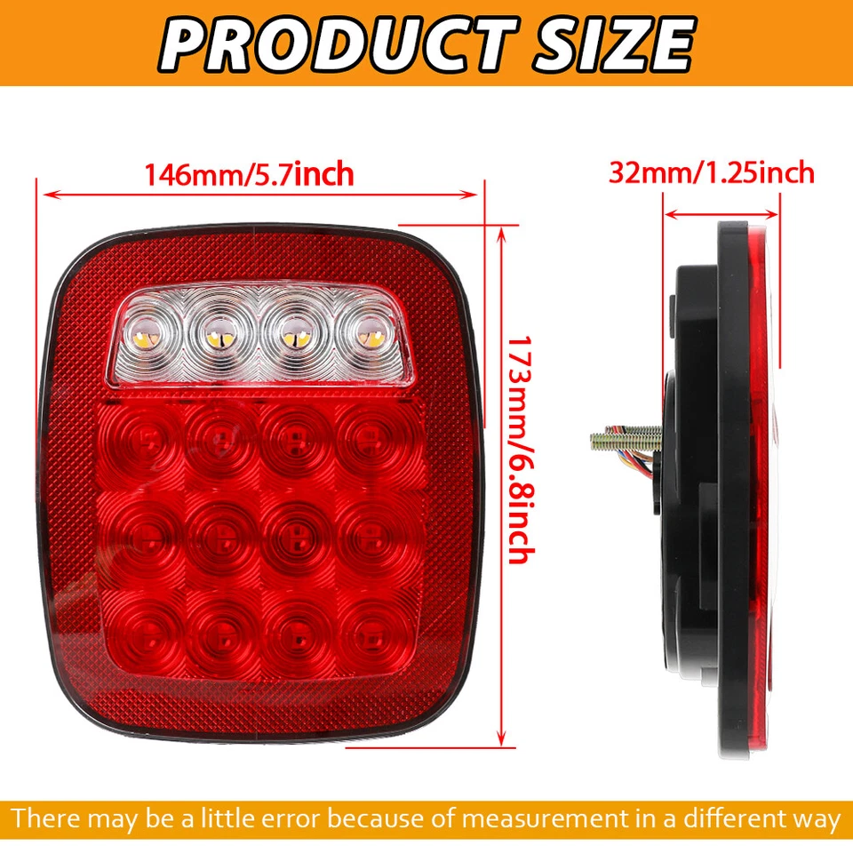 Par de luces traseras rojas + blancas freno de giro lámpara de reversa para Jeep Wrangler YJ CJ7 Foto 2 de 4