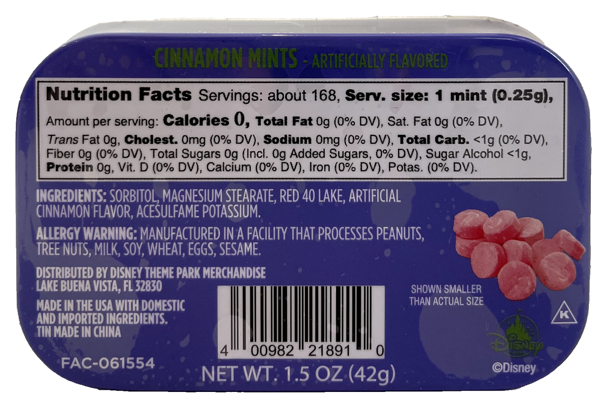 ナルミン Disney Parks Maleficent Malefi-Mints Cinnamon Mints Tin 1.5oz