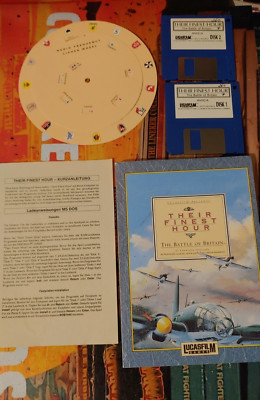 Their Finest Hour (Lucas 1988) Commodore Amiga (2 Disks, Manuals) works