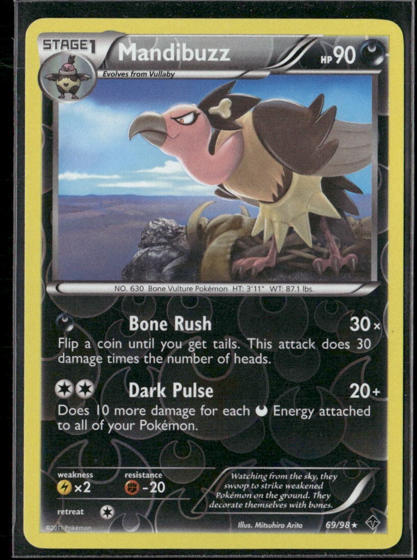 2011 Emerging Powers Set Pokemon Card 69  Mandibuzz Reverse Foil LP