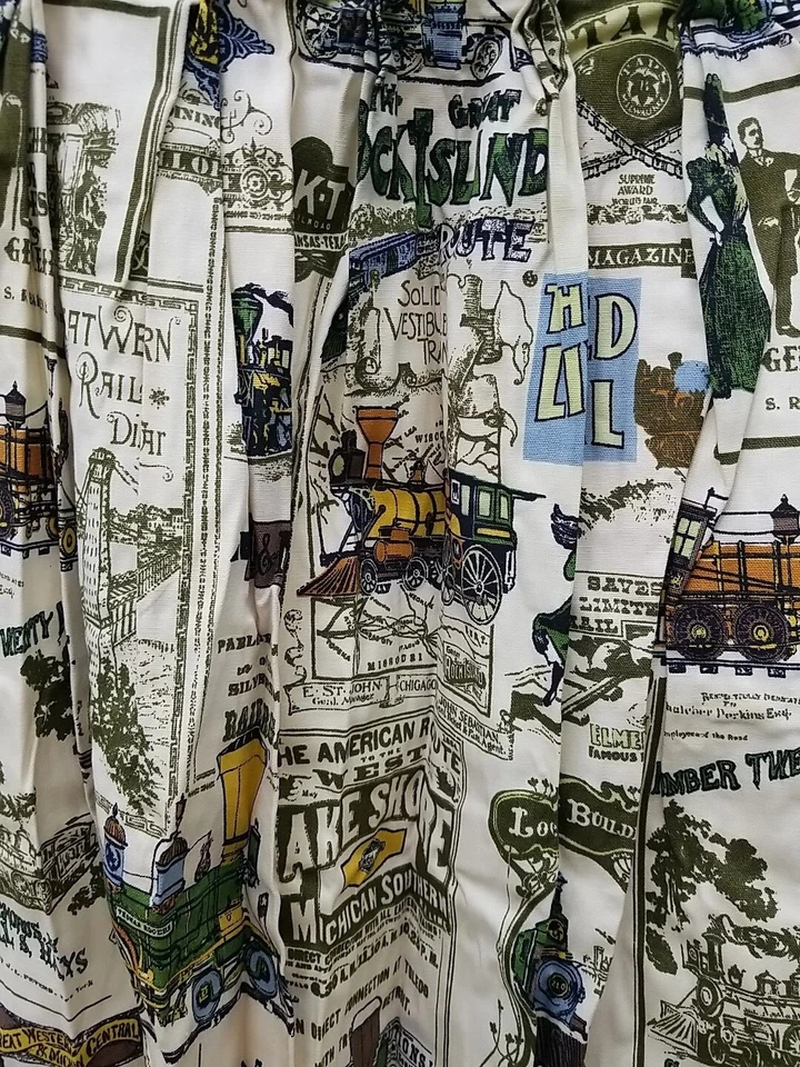 Cortinas plisadas de tren de ferrocarril vintage, 2 pares uno 31" X 31,5" y uno 28" X 56" Foto 2 de 4