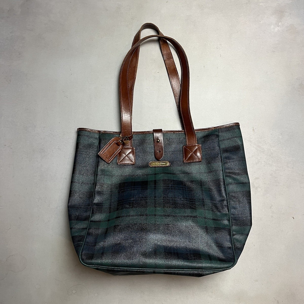 Vintage POLO RALPH LAUREN Carryall Blackwatch Bag Tartan Plaid 