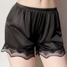 2 Pack Lot Womens Slip Shorts Under Pettipants Ice Silky Lace Wide Leg Underpant