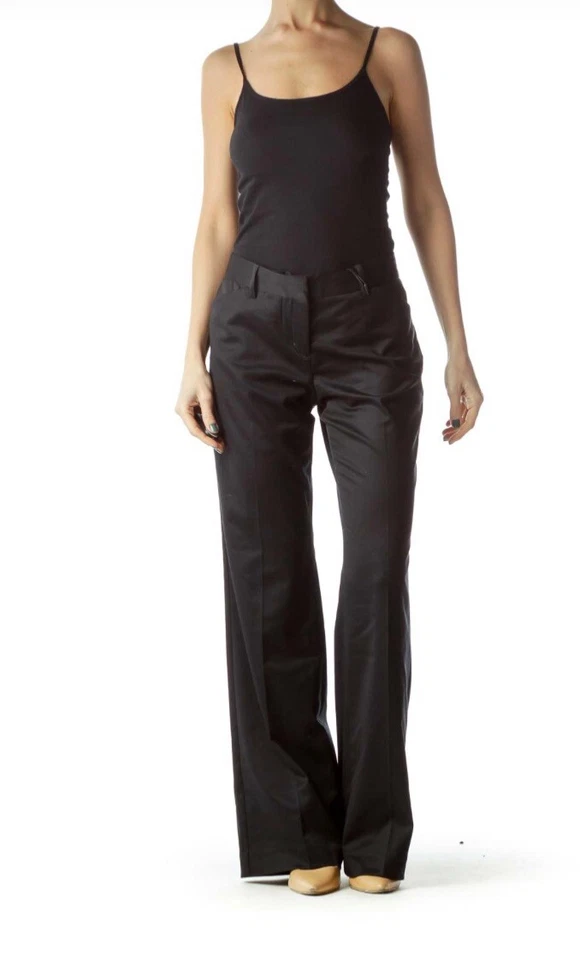 Женские черные расклешенные брюки IVES SAINT LAURENT с высокой талией размер США 4 - Изображение 2 из 4