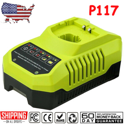 For RYOBI One+Plus P117 Battery Charger High Capacity 18Volt Lithium-Ion P108 US