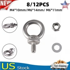 8/12 PCS  Eye Bolts With Nuts Stainless Steel M4 M6 Tie Down Kit Thread lifting