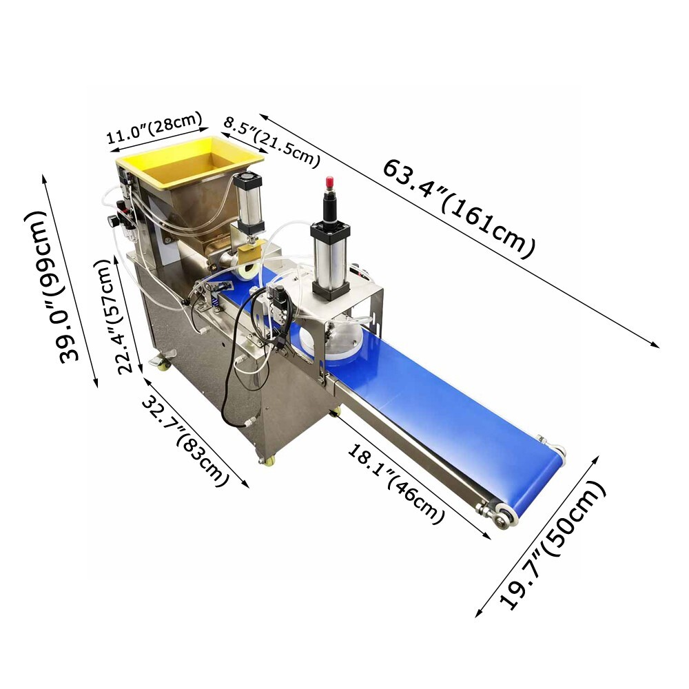 Pneumatic Dough Dividing Machine 2 in1 Dough Cutter& Dough Sheeter 10-300g 7.09"