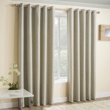 VOGUE THERMAL BLOCKOUT LINED CURTAINS EYELET RING TOP PLAIN TEXTURED READY MADE