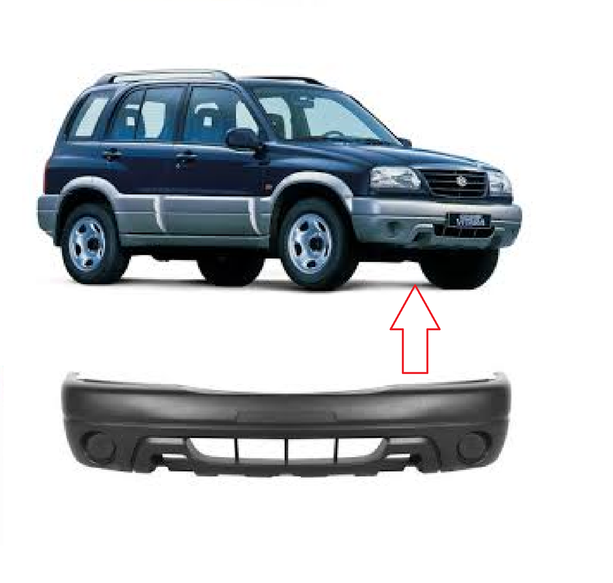 Paraurti Anteriore nero da verniciare per Suzuki Gran Vitara 2001-2005 - Main Image