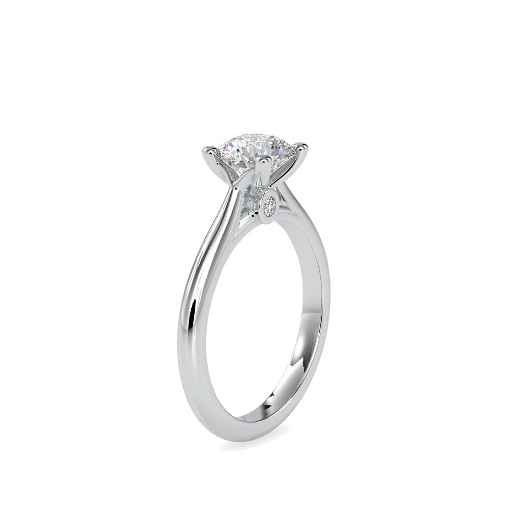 Lab Grown Diamond Engagement Ring 0.84Ct IGI Certified Round Cut 14K White Gold image-2