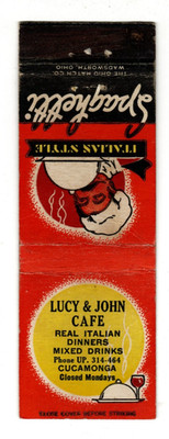 LUCY & JOHN CAFE matchbook matchcover - CUCAMONGA, CALIFORNIA