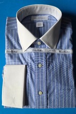 Brooks Brothers Winchester Blue White Striped French Cuff Shirt Size 16.5/37