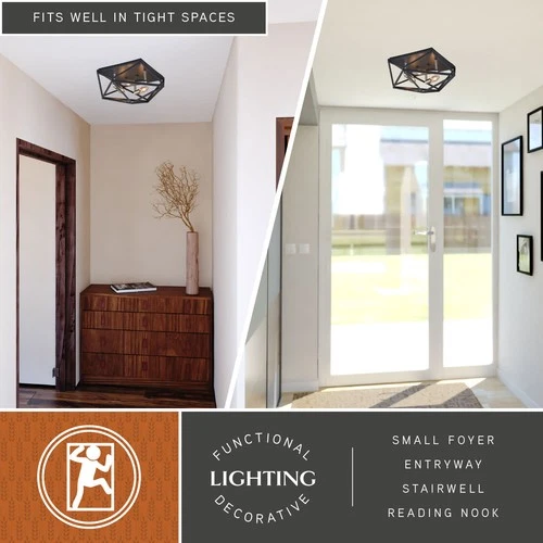 Vaxcel Lighting C0205 Hailey 3 Light 15"W Flush Mount Ceiling - Black Graphite / - Picture 6 of 8