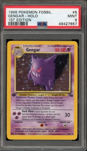 Pokemon Gengar Fossil 1st Edition Holo Rare #5 PSA 9 Mint