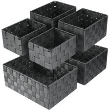 Uvellgift 6-Pack Woven Storage Baskets Bins Cube Organizers Multi-size