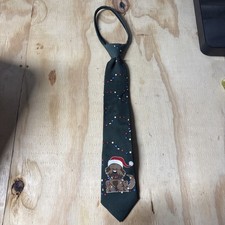J. Khaki Boys Christmas Dog With Lights Silk Zipper Tie Green Holiday Necktie