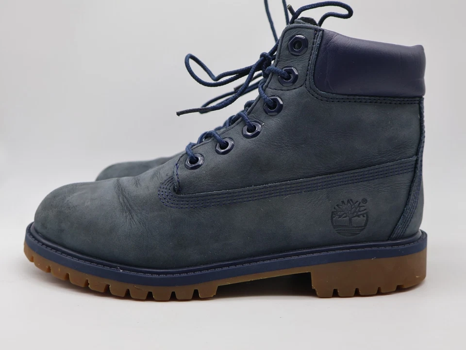 BOTA IMPERMEABLE PREMIUM TIMBERLAND Juniors 6" Mediana Azul Nubuck Talla 4 Foto 2 de 4