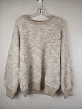MATE The Label Alpaca Pima Cotton Sweater L Cream Loop Knit Ethical Undyed Boho
