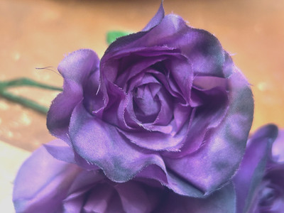vintage 1950s rose 3'' leaves silk flower plum purple 1pc made in Japan