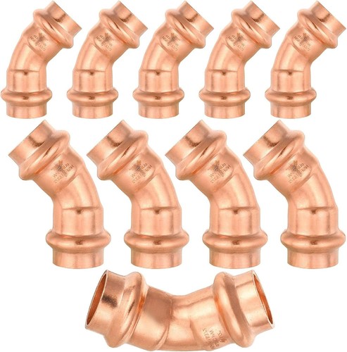 1/2" Press Copper 45-Degree Elbow, 10 Pcs Pressure Fittings for Plumbing