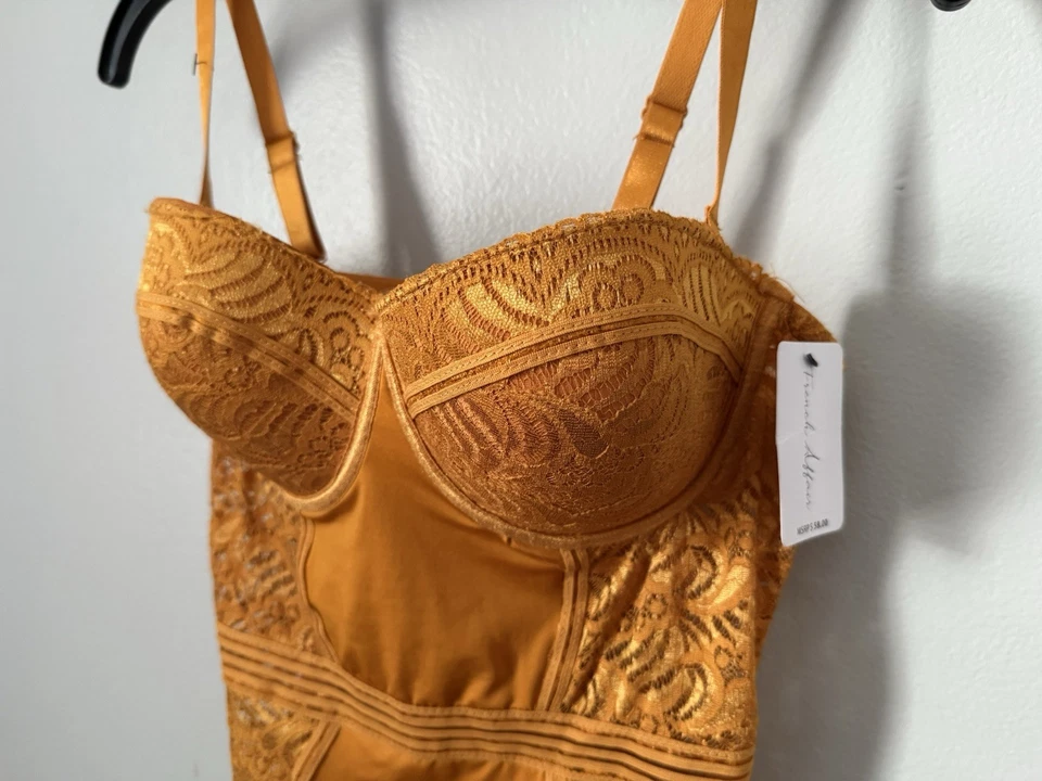 NWT French Affair Bodysuit Push-up Bra Padded Lace Inca Gold Size 1X Sexy Teddy - Image 2 of 4