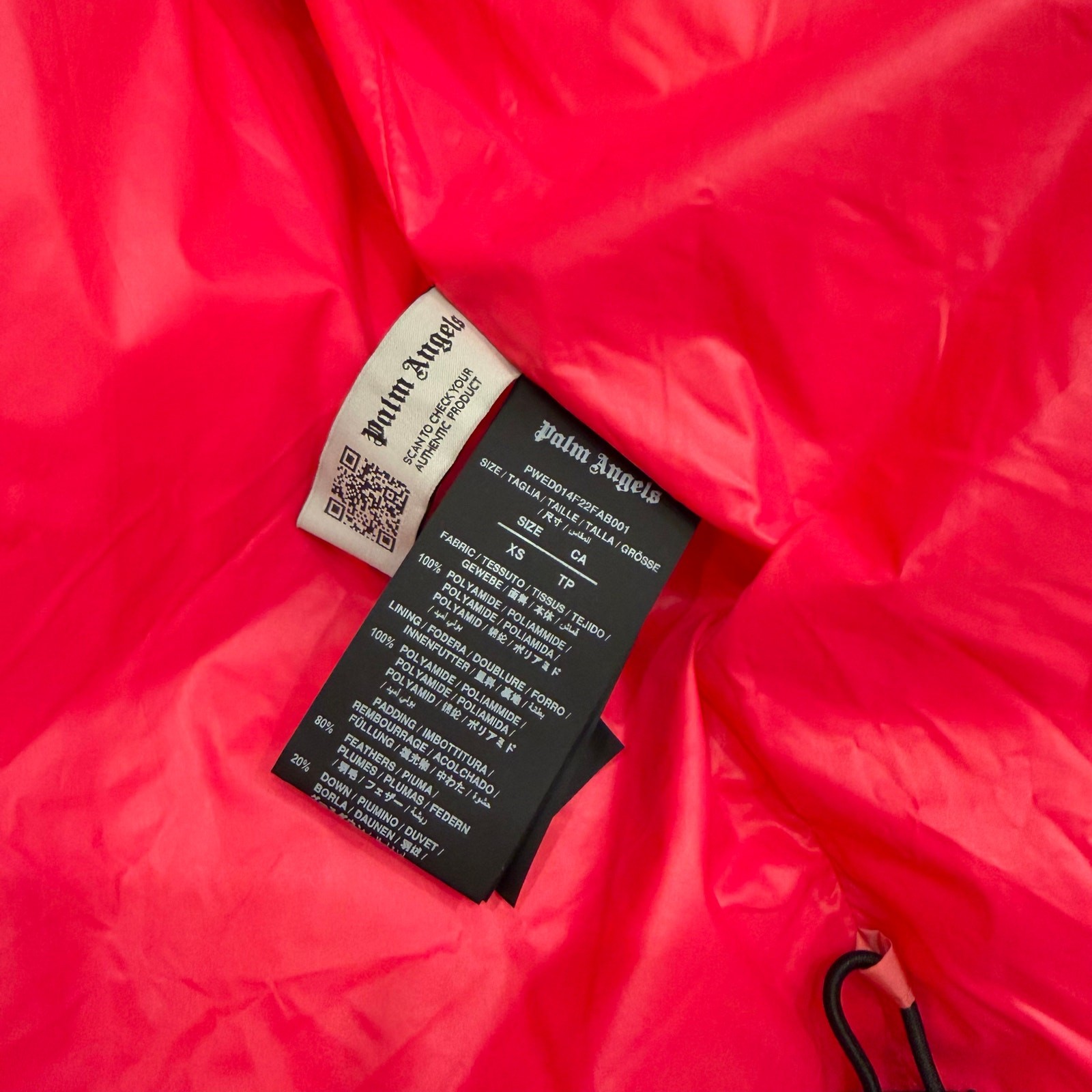 Palm Angels Classic Track Down Puffer Jacket in Pink/White Size XS image 8