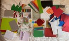 Craft Supply Lot: Paper, Foam, Die Cuts, Glitter Sheets, Pencils, Coloring Book — photo 2