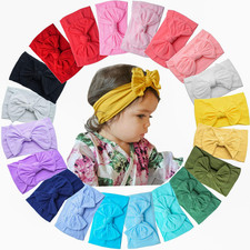 20 Colors Super Stretchy Soft Knot Baby Girl Headbands with Hair Bows Nylon Head