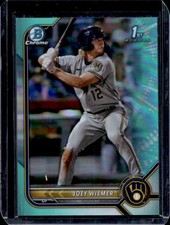 2022 Bowman Chrome Joey Wiemer Aqua Refractor 1st Prospect #/125 Brewers