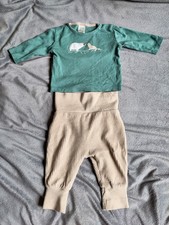 Baby Kleidung Set Hose und Oberteil Eisbär grün Creme 62 Alana