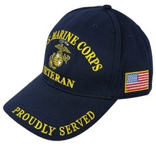 United States Marine Corps Veteran Hat Marines New Navy Blue Strap Back Sewn Cap
