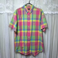 Pinepolis Pink  Lemon Check Short Sleeve Shirt XL
