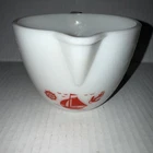 Vintage McKee Milk Glass Glasbake Red Ships 16 oz. Measuring Pitcher USA Retired