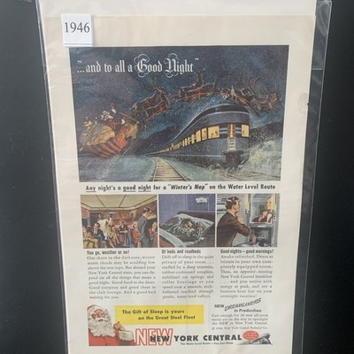 Vintage 1946 New York Central Rail And To All A Good Night Ad Advertisement