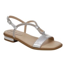LifeStride Women's Radiant Square Open Toe Slingback Dress Sandals Silver Size 9
