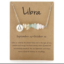 Zodiac Constellation Gemstone Necklace Stainless Steel Horoscope Personal Gift