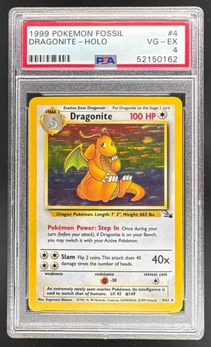 52150162 Dragonite 1999 Pokemon Fossil #19 Holo PSA 4