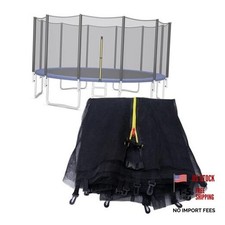 Trampoline Net Replacement Safety Enclosure Nets Protective 12FT 8Poles Black