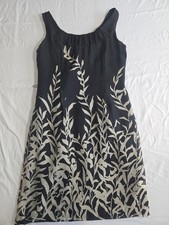 100% Silk Minimalist Dress Black Botanical Print Quiet Luxury Capsule A-Line