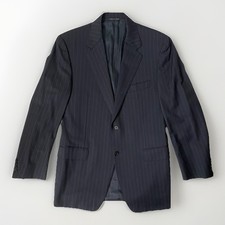 Canali Italy Men  s Wool Pinstripe Blue Dual Vent Blazer Jacket US 40R IT 50R