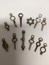 Vintage Lot 12 Assorted Size Watchmaker Pocket Watch Winding Keys Brass/Steel A