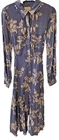 Sezane Lauretta Two Tone Floral Cream Blue Long Sleeve Dress Size UK 8 With Tag