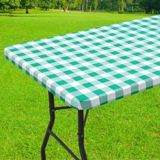 Rectangle Picnic Table Cloth, Elastic Waterproof Fitted Vinyl Tablecloths,
