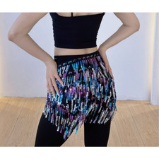 Womens Belly Dance Hip Scarf Sequin Tassel Fringe Triangle Wrap Skirt