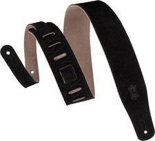Leathers Simply Suede Series 2.5" Hand-Brushed Natural Dye Guitar Strap; Black 