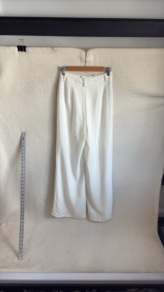 Pantalón Missguided Premium Crepe Pierna Ancha Mujer Talla 4 Blanco Foto 2 de 4