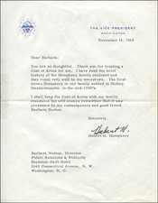 HUBERT H. HUMPHREY - TYPED LETTER SIGNED 11/15/1965